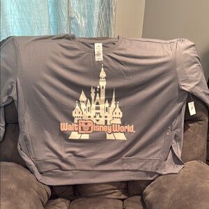 Disney Walt Disney World Gray Sweatshirt with Cream Castle and Peach Logo